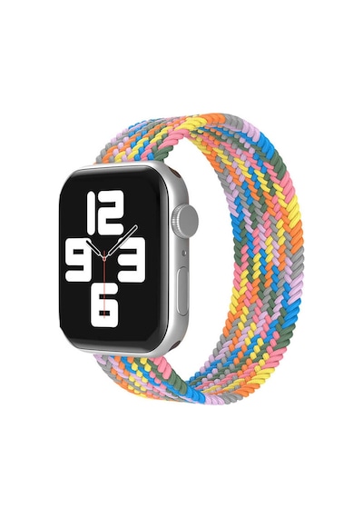 Wozlo Apple Uyumlu  Watch 1 2 3 4 5 6 7 8 Se Ultra Spor Loop Örgü Kordon L Beden 38/40/41mm - Gökkuşağı