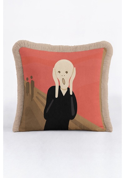 Modern Sanat İkonu Saçaklı Yastık Kılıfı - Soyut Ekspresyonist Bohem Kırmızı Püsküllü Kırlent Kılıfı Tozlu Deniz Adaçayı Modern Sanat İkonu Saçaklı Yastık Kılıfı - Soyut Ekspresyonist Bohem Kırmızı Püsküllü Kırlent Kılıfı Tozlu Deniz Adaçayı