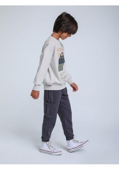 Jack Lions Erkek Çocuk Downhill Yazılı Yumuşak Dokulu Sweatshirt-14255 Gri
