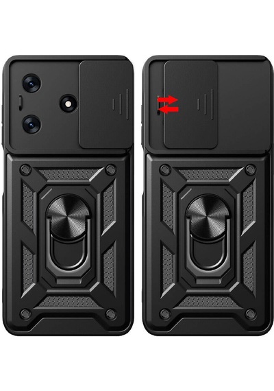 Tecno Spark 10c İle Uyumlu Kılıf Magnetik Standlı Kamera Korumalı Sürgülü Kapak