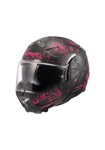 Ls2 Advant 2 Sophia Çene Açılır Kask Siyah - Pembe