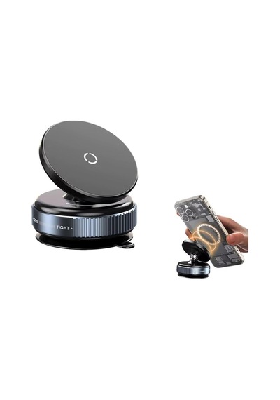 360 Dönebilen Vakumlu Magnetik Telefon Tutucu Ayna Cam Araba Siyah - 699413236 Siyah