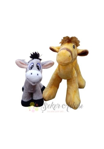 Sevimli Küçük Boy Eşek Ve Deve Peluş Oyuncak Gri