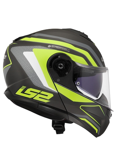 Ls2 Strobe 2 Phantom Çene Açılır Motosiklet Kaskı Gri - Neon Sarı