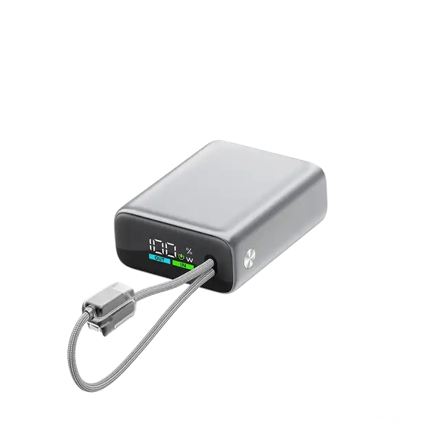 2bb281g Ttec Recharger Pro Max Tft 20.000mah Pd 45w Usb-c Ve Lightning Dahili Kablolu Taşınabilir Hızlı Şarj Aleti / Powerbank 2bb281 Gümüş