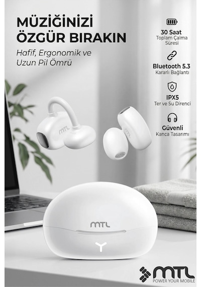 Ows Klipsli Kablosuz Bt V5.4 + Edr + Anc Kulak Üstü Premium Sporcu Kulaklığı Mt930