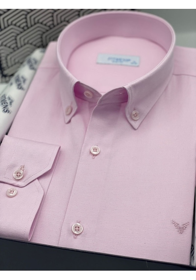 Slim Fit Uzun Kol Pamuklu Hediye Kutulu Kolay Ütülenebilir Erkek Gömlek Fs-002225 - Pembe-2664