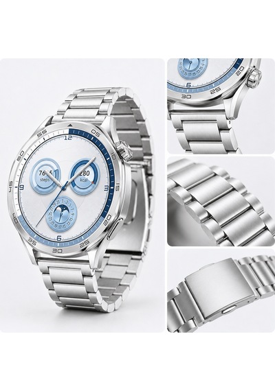 Huawei Watch Gt5 46mm İle Uyumlu Katlanır Klipsli Paslanmaz Çelik Saat Kordonu