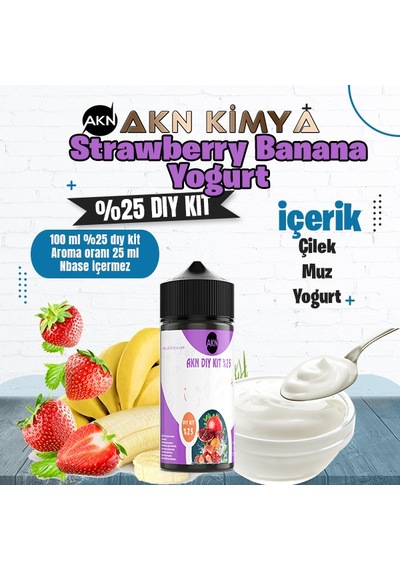 Strawberry Banana Yoğurt Yoğun Dıy Kit Çilek Muz Yogurt Gıda Aroması %25 Oranda Aroma İçerir Hazır Değildir 100 Ml
