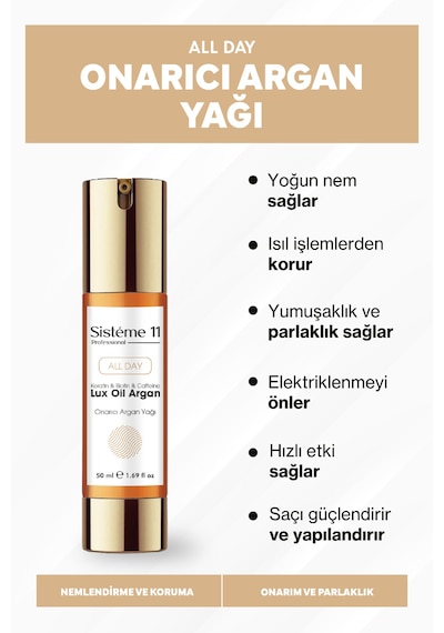 Sistéme 11 Argan Yağı içeren Besleyici Saç Bakım Yağı 50 ML