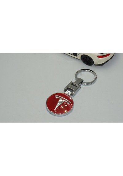 Dk Tesla Uyumlu Logo Model 3 S X Y Kırmızı Metal Çift Yön Anahtarlık