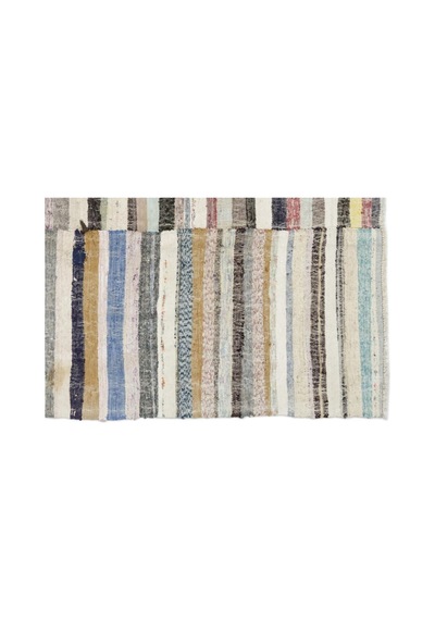 El Dokuması Vintage Yün-pamuk Çizgili Çaput Halı 0974 158 X 285 Cm Çok Renkli