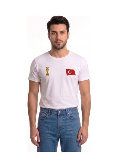 Westicgiyim Milli Maç Dünya Kupası Taraftar Tişörtü Türkiye Bayrak Baskılı Unisex T-shirt Beyaz Westicgiyim Milli Maç Dünya Kupası Taraftar Tişörtü Türkiye Bayrak Baskılı Unisex T-shirt Beyaz