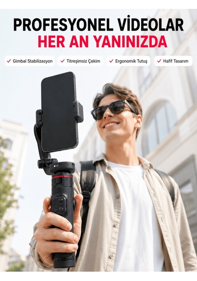 Akıllı Takipli Gimbal Selfie Stick Profesyonel Video Çekim Stabilizatörü Uzayabilir Tripod