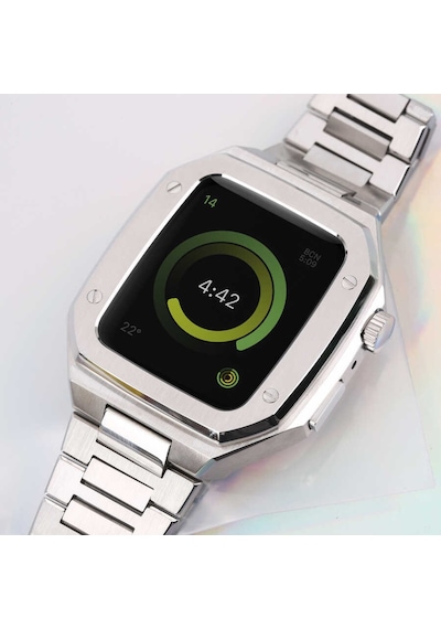 Apple Uyumlu  Watch 44 Mm Kordon Sapple Saat Modeli Kasalı Metal '-Beyaz