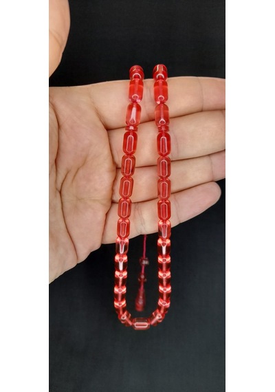Ateş Kehribar Turuncu Renk Tesbih Kapsül Kesim 6x10mm T-381