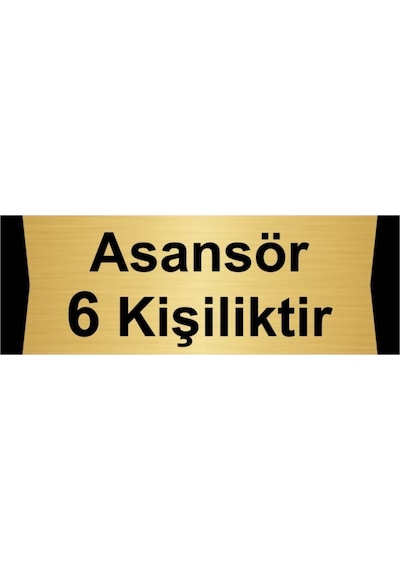 Asansör 6 Kişiliktir 7x20cm Altın Renk Metal Yönlendirme Levhası