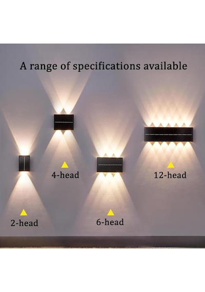 Led Duvar Lambası Dış Mekan Güneş Işığı Yukarı Ve Aşağı Modern Duvar Aydınlatması Ip65 Su Geçirmez Dış Mekan Duvar Lambası Teras Bahçe Giriş Koridor Çitler Doğal Işık, 6 Başlı Diğer