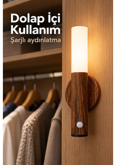 Hareket Sensörlü Kablosuz Gün Işığı Duvar Lambası Çok Renkli