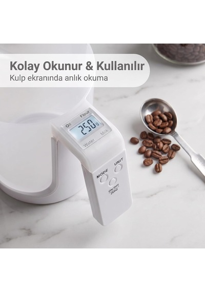 Dijital Hassas Mutfak Tartılı Ölçü Kabı 5 Kg Taşıma Kapasiteli 1g Ölçerli - Lcd Ekranlı Dara Almalı Dereceli Ölçü Sürahisi Ve Mutfak Tartısı Çok Renkli