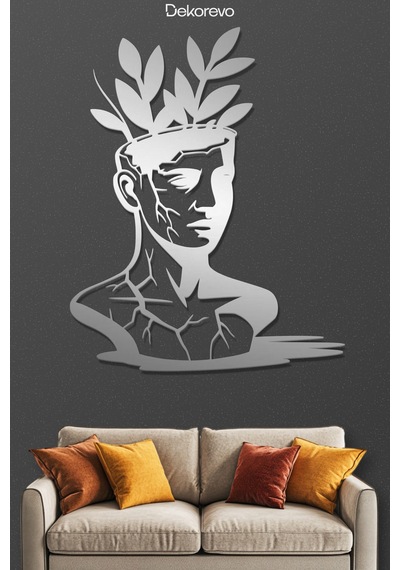 Filizlenen Zihin Metal Duvar Tablosu - Metal Duvar Sanatı - Krom - 60 X 75 Cm