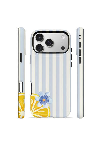 Apple iPhone Uyumlu 17 Pro Vorian Çift Katmanlı Magsafe Kılıf Blue Lemon Blossom
