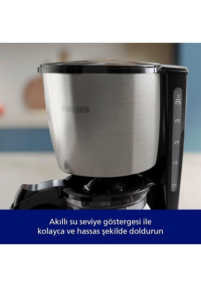 Filtre Kahve Makinesi, 1,2 Lt Kapasite, Otomatik Kapanma, Cam Demlikli, Siyah Ve Metal, Hd7462/20