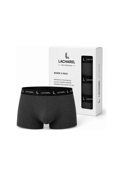 Ertaş Trend Store Erkek Likralı Pamuklu Nefes Alan Penye Boxer 3'lü Paket - Siyah & Füme & Gri Çoklu Renk