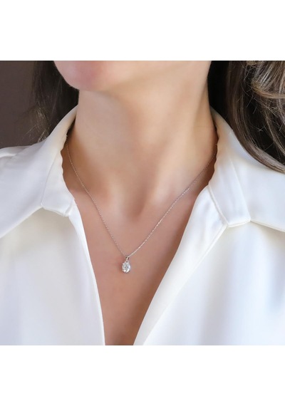 Elips Mini Mozanit Taşlı Gümüş Set Gümüş