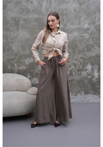 Rawea Kadın Modal Kumaş Etek Pantolon - Oversize & Geniş Paça Füme