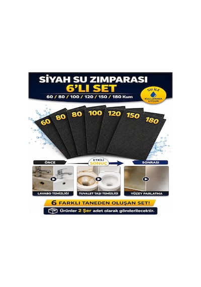 Su Zımparası Seti 12 Adet 60-80-100-120-150-180 Kum Islak Ve Kuru Kullanım Zımpara Kağıdı