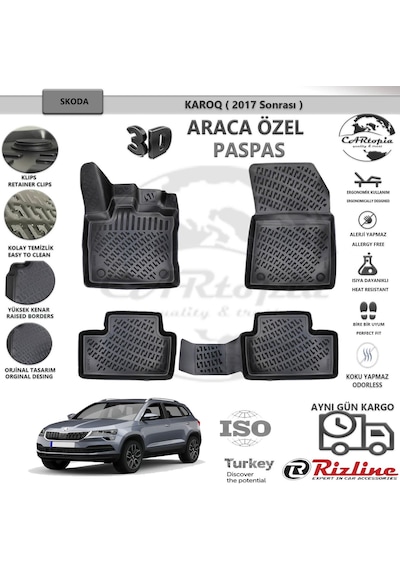 Skoda Karoq / 2018 Sonrası / Siyah / Rizline Paspas