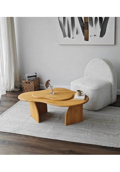Meltedi Masif Ağaç Tasarım Orta Sehpa 96 X 65cm Teak