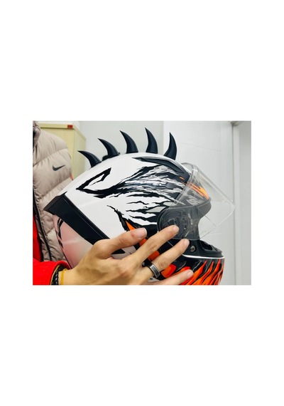 Motor & Motosiklet Siyah Şeytan Boynuzu Kask Dış Aksesuar