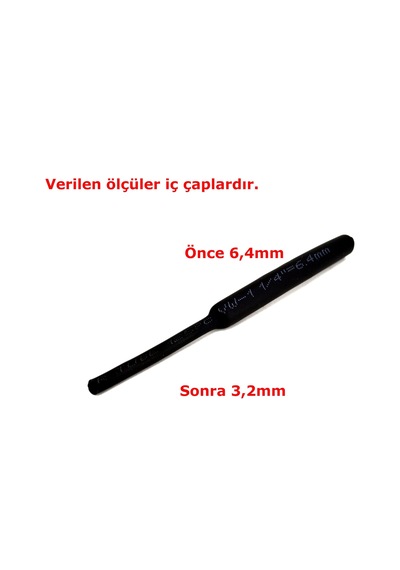 1 Metre 6,4mm Siyah Isı İle Daralan Makaron Kablo Izolasyon