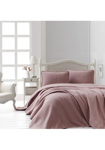 Şaheser Home Collection Jakarlı Yatak Örtüsü Seti Liv Pudra Çok Renkli