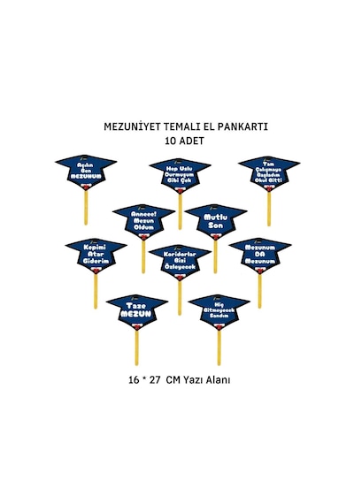 Mezuniyet El Pankartı 10 Adet 01