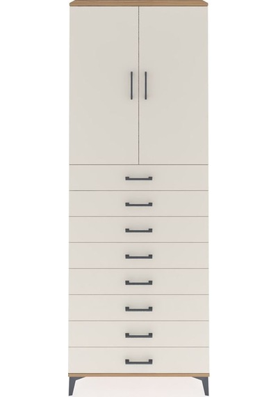 Arges Dolap 3 Raflı 8 Çekmeceli 2 Kapaklı 88x30x243 Çam-aytaşı Çam