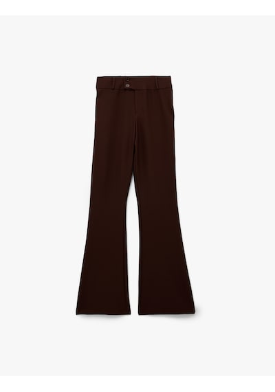 Koton Slim Fit Çift Düğmeli İspanyol Paça Pantolon Kahverengi 6wal40039ıw Kahve