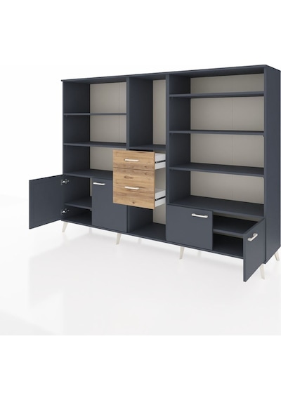 Hyperion Dolap 10 Raflı 2 Çekmeceli 4 Kapaklı 220x44x163 Antrasit Antrasit-antrasit/çam Hyperion Dolap 10 Raflı 2 Çekmeceli 4 Kapaklı 220x44x163 Antrasit Antrasit-antrasit/çam