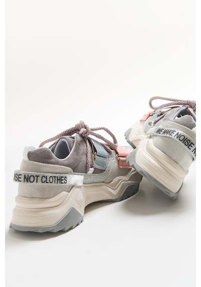 Luvishoes Luvi Shoes Lulen Buz Multi Sim Yazılı Cırtlı Kadın Spor Sneakers Buz - Pembe - Mavi Çok Renkli