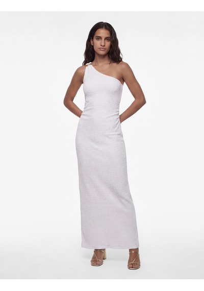 Koton Bürümcük Kumaş Kolsuz Drape Detaylı Tek Omuz Uzun Elbise Lila 6sak80029uk Lila