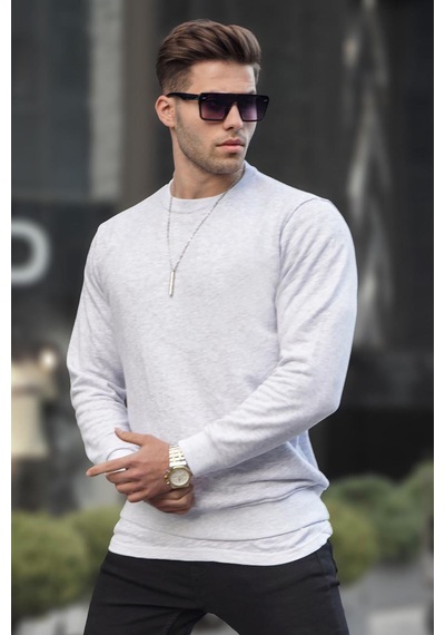 Madmext Karmelanj Basic Bisiklet Yaka Erkek Sweatshirt 6047 Karmelanj