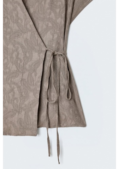 Sateen Lily Kimono - Vizon-137522 VİZON