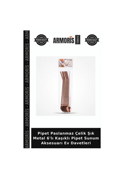 Pipet Paslanmaz Çelik Şık Metal 6'lı Kaşıklı Pipet Sunum Aksesuarı Ev Davetleri Çok Renkli