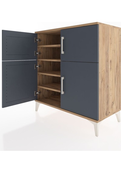 Hyperion Şifonyer 4 Raflı 4 Kapaklı 88x44x96 Çam-antrasit Çam Hyperion Şifonyer 4 Raflı 4 Kapaklı 88x44x96 Çam-antrasit Çam