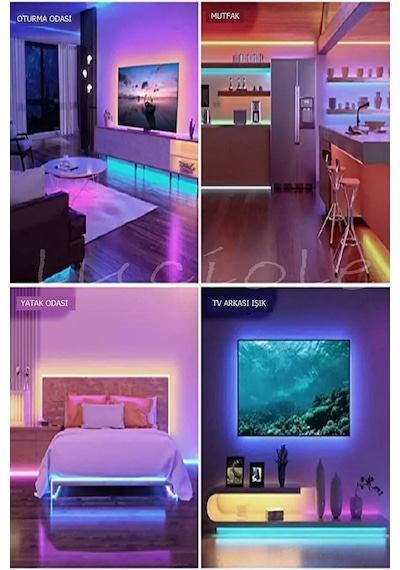 Tv Arkası Çocuk Yatak Odası Mutfak Salon Animasyon Rgb Led Kumandalı Tak Çalıştır 4 Metre 2024argb4