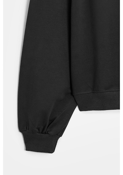 Sââde Kadın Oversize Bisiklet Yaka Basic Casual Sweatshirt Siyah