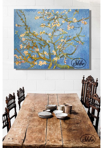 Tekli, Yatay, Kanvas, Dekoratif, Duvar, Tablosu , Vincent Van Gogh, Çiçek Açan Badem Ağacı,