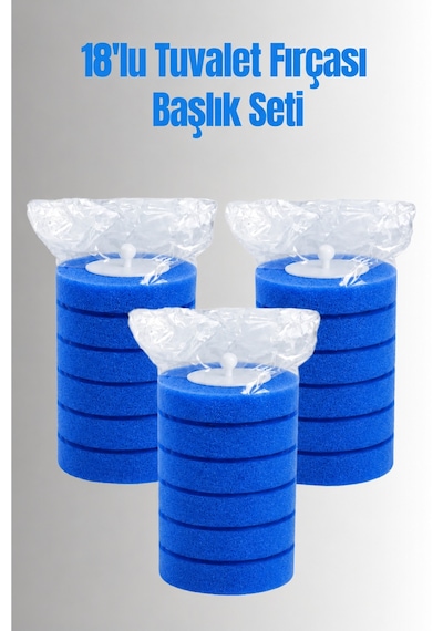 18 Adet 3 Paket Deterjanlı Tek Kullanımlık Tuvalet Temizleme Yedek Süngeri, Yedek Başlığı, Yedek K